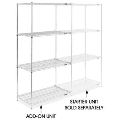Chrome Wire Shelving Add-On Unit - 42 x 24 x 86" H-10712-86A