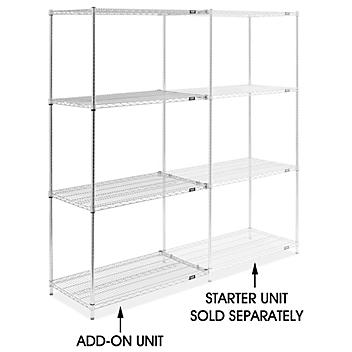 Chrome Wire Shelving Add-On Unit - 42 x 24 x 86" H-10712-86A