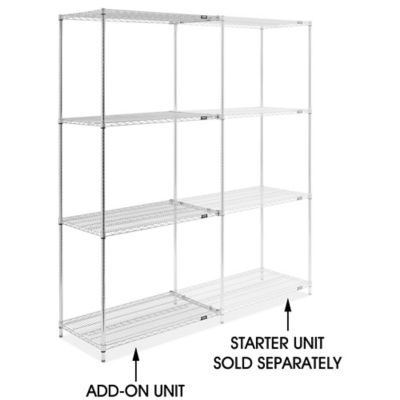 Chrome Wire Shelving Add-On Unit - 42 x 24 x 96" H-10712-96A