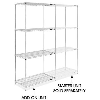 Chrome Wire Shelving Add-On Unit - 42 x 24 x 96" H-10712-96A