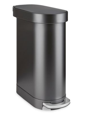 simplehuman® Slim Step-On Trash Can - 12 Gallon, Matte Black Steel H-10721  - Uline