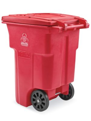 Toter® Biohazard Trash Can with Wheels - 96 Gallon H-10759 - Uline