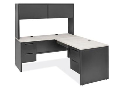 Metal computer desk on sale with hutch