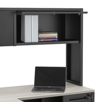 Escritorio en L de Acero con Doble Pedestal - 66 x 72, Base Negra