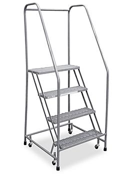 4 Step Rolling Safety Ladder - Assembled with 10" Top Step H-1082-10