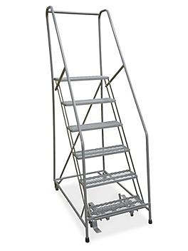 6 Step Rolling Safety Ladder - Assembled with 10" Top Step H-1083-10