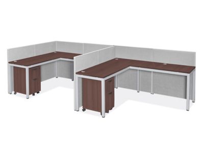 Single Row Downtown Privacy Workstation - 2-Person, 42" Height, Espresso H-10835-42ES