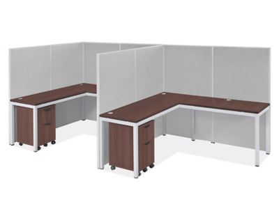 Single Row Downtown Privacy Workstation - 2-Person, 62" Height, Espresso H-10835-62ES