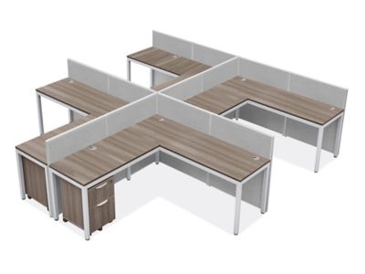 Downtown Privacy Workstation - Double Row, 4-Person H-10836 - Uline