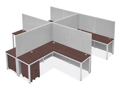 Downtown Privacy Workstation - Double Row, 4-Person, 62" Height, Espresso H-10836-62ES