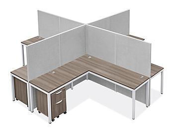 Downtown Privacy Workstation - Quad, 4-Person, 62" Height, Gray H-10837-62