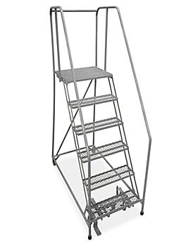 6 Step Rolling Safety Ladder - Unassembled with 30" Top Step H-1083U-30