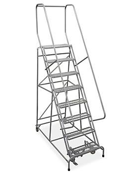 8 Step Rolling Safety Ladder - Assembled with 10" Top Step H-1084-10
