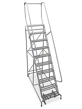 10 Step Rolling Safety Ladder - Assembled with 10" Top Step H-1085-10