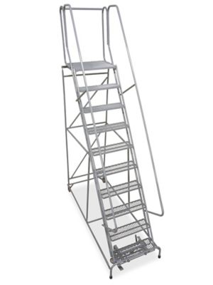 10 Step Rolling Safety Ladder - Unassembled with 20" Top Step H-1085U-20