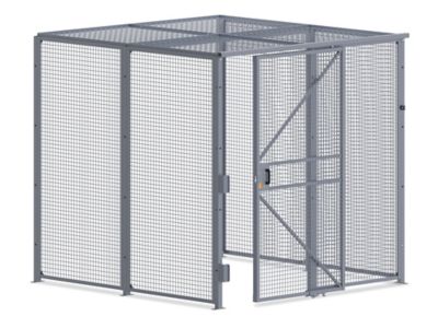 Wire Security Room with Sliding Door and Roof - 8 x 8 x 8', 3-Sided H-11000-3
