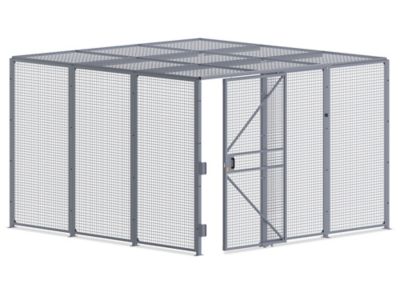 Wire Security Room with Sliding Door and Roof - 12 x 12 x 8', 2-Sided H-11001-2
