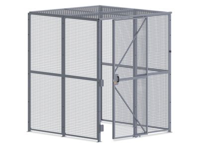 Wire Security Room with Sliding Door and Roof - 8 x 8 x 10', 3-Sided H-11003-3