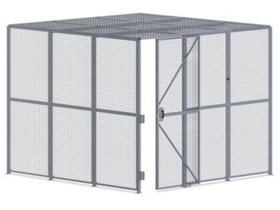 Wire Security Room with Sliding Door and Roof - 12 x 12 x 10', 2-Sided H-11004-2