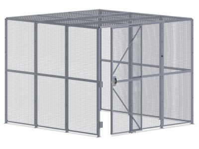 Wire Security Room with Sliding Door and Roof - 12 x 12 x 10', 3-Sided H-11004-3