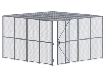 Wire Security Room with Sliding Door and Roof - 16 x 16 x 10'