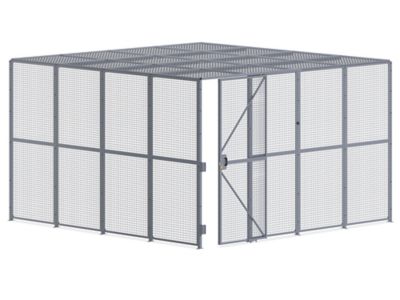 Wire Security Room with Sliding Door and Roof - 16 x 16 x 10', 2-Sided H-11005-2