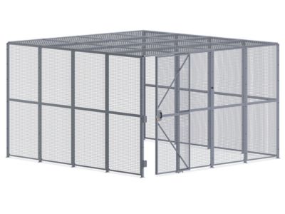 Wire Security Room with Sliding Door and Roof - 16 x 16 x 10', 3-Sided H-11005-3