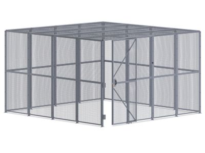 Wire Security Room with Sliding Door and Roof - 16 x 16 x 10', 4-Sided H-11005-4