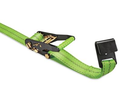 Uline Hi-Vis Ratchet Tie-Down - Flat Hook, 2" x 27', 10,000 lb Capacity H-11021