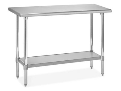 Deluxe Stainless Steel Worktable with Bottom Shelf - 48 x 18" H-11074