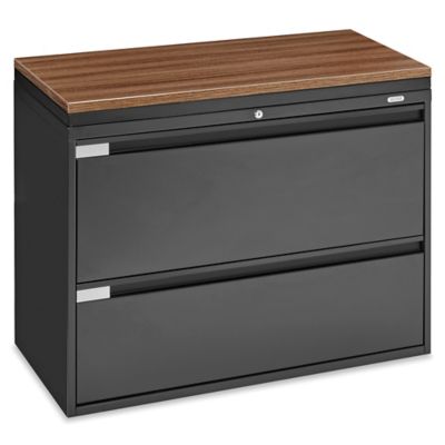 Industrial Lateral File Cabinet - 2 Drawer, Brown Top H-11148BR