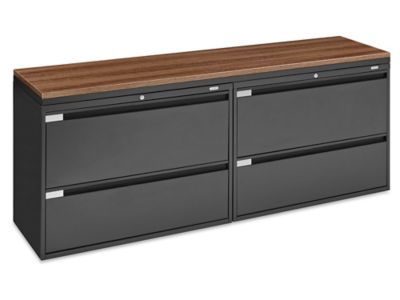Industrial Storage Credenza - 4 Drawer, Brown Top H-11149BR