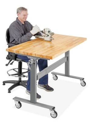 Manual Adjustable Height Workbench - Mobile, 60 x 30