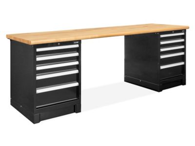 Modular Drawer 2-Pedestal Workbench - 96 x 30", Maple Top H-11259-MAP