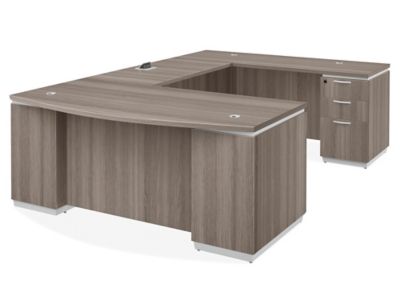 Downtown Executive U-Desk with Bow Front - 72 x 108", Gray, Right-Hand H-11707GR-R