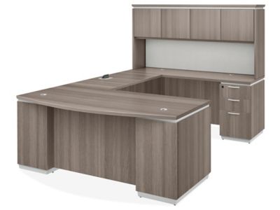 Downtown Executive U-Desk with Hutch - 72 x 108", Gray, Right-Hand H-11708GR-R