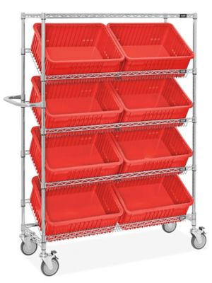 Wire Picking Cart - 20 x 15 x 8" Red Bins H-11753R