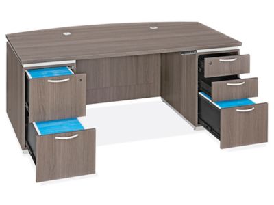 Downtown Executive Adjustable Height Desk with Bow Front - 72 x 36