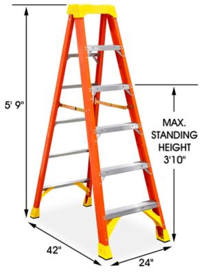 Fiberglass Step Ladder - 6' H-1194 - Uline