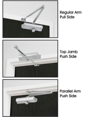 Norton® Door Closer - Light Duty, Hold Open, Silver H-11971SIL - ULINE