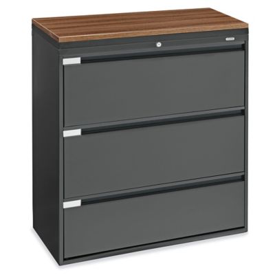 Industrial Lateral File Cabinet - 3 Drawer, Brown Top H-12027BR