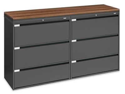 Industrial Storage Credenza - 6 Drawer, Brown Top H-12028BR