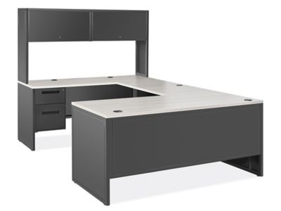  Industrial Office U-Desk with Hutch - 66 x 102"
