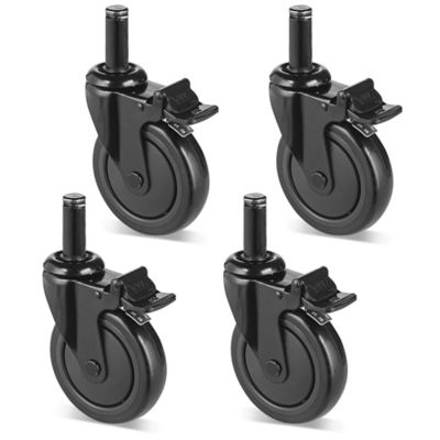Polyurethane Casters for Wire Shelving Units - Set of 4, Black