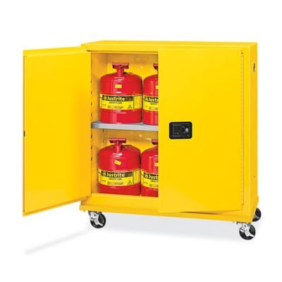 Mobile Flammable Storage Cabinet - Manual Doors, 30 Gallon H-12064M-Y