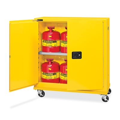 Mobile Flammable Storage Cabinet - Self-Closing Doors, 30 Gallon H-12064S-Y