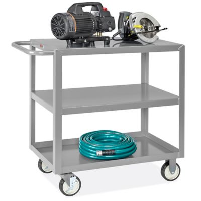 Uline Welded Steel Flat Shelf Cart - 38 x 18 x 35", 3 Shelf H-12087