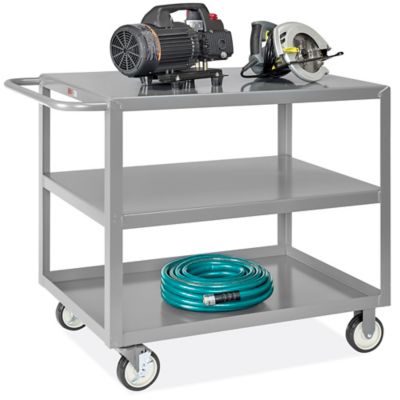 Uline Welded Steel Flat Shelf Cart - 42 x 24 x 35", 3 Shelf H-12088
