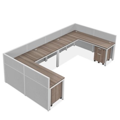 Shared Downtown Privacy Workstation - 2-Person, 42" Height, Gray H-12149-42GR