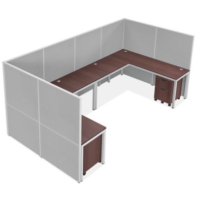 Shared Downtown Privacy Workstation - 2-Person, 62" Height, Espresso H-12149-62ES